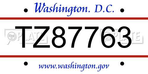 TZ87763 District Of Columbia License Plate