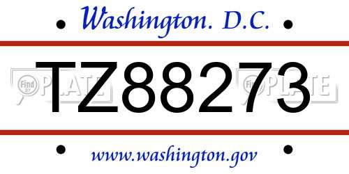 TZ88273 District Of Columbia License Plate