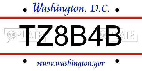 TZ8B4B District Of Columbia License Plate