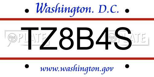 TZ8B4S District Of Columbia License Plate