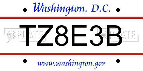 TZ8E3B District Of Columbia License Plate