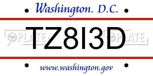 TZ8I3D District Of Columbia License Plate