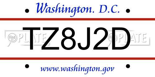 TZ8J2D District Of Columbia License Plate