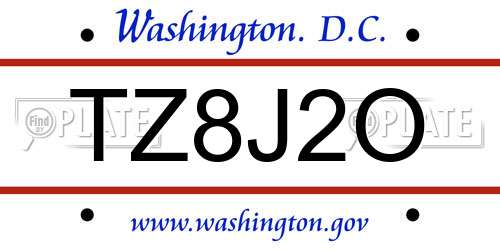 TZ8J2O District Of Columbia License Plate