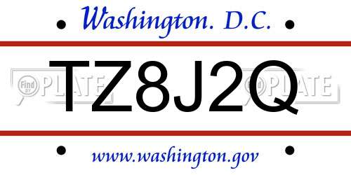 TZ8J2Q District Of Columbia License Plate