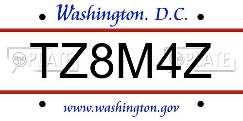 TZ8M4Z District Of Columbia License Plate
