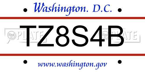 TZ8S4B District Of Columbia License Plate