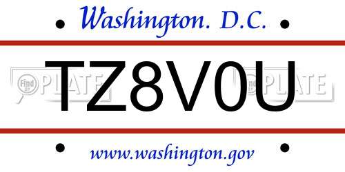 TZ8V0U District Of Columbia License Plate