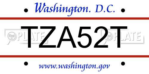 TZA52T District Of Columbia License Plate