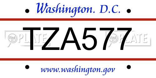 TZA577 District Of Columbia License Plate