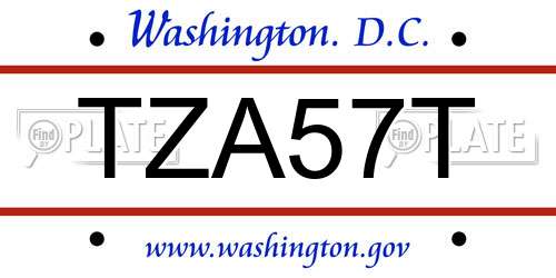 TZA57T District Of Columbia License Plate