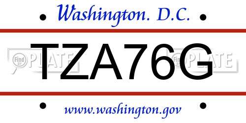 TZA76G District Of Columbia License Plate