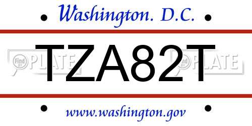 TZA82T District Of Columbia License Plate