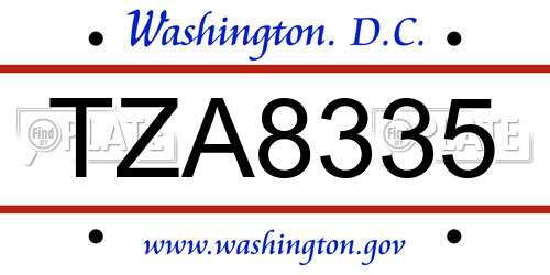TZA8335 District Of Columbia License Plate