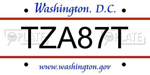 TZA87T District Of Columbia License Plate
