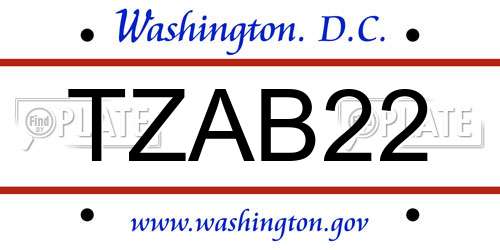 TZAB22 District Of Columbia License Plate