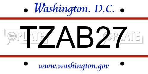 TZAB27 District Of Columbia License Plate