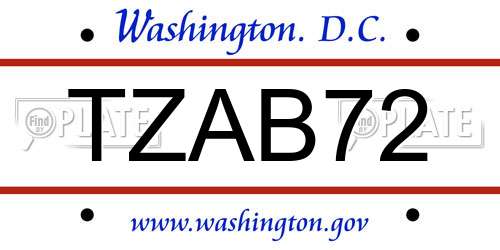 TZAB72 District Of Columbia License Plate