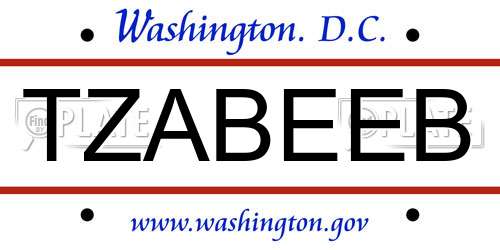 TZABEEB District Of Columbia License Plate