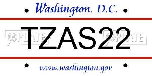 TZAS22 District Of Columbia License Plate