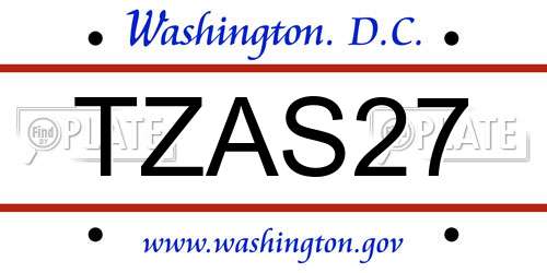 TZAS27 District Of Columbia License Plate