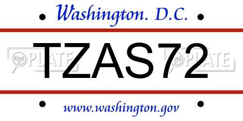 TZAS72 District Of Columbia License Plate