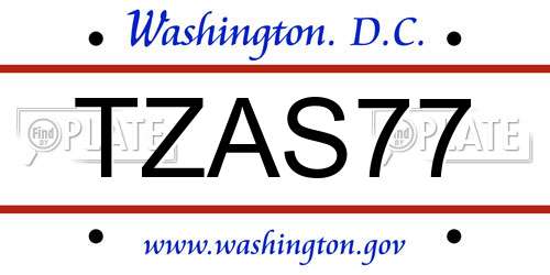 TZAS77 District Of Columbia License Plate