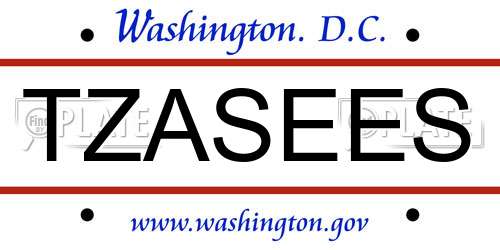 TZASEES District Of Columbia License Plate