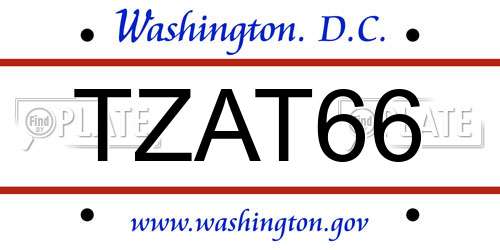 TZAT66 District Of Columbia License Plate