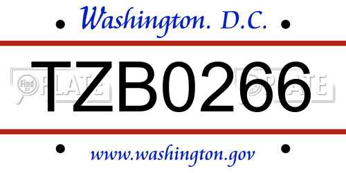 TZB0266 District Of Columbia License Plate