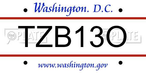 TZB13O District Of Columbia License Plate
