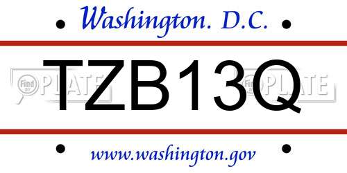 TZB13Q District Of Columbia License Plate