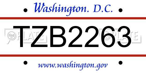 TZB2263 District Of Columbia License Plate