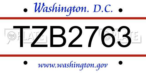 TZB2763 District Of Columbia License Plate
