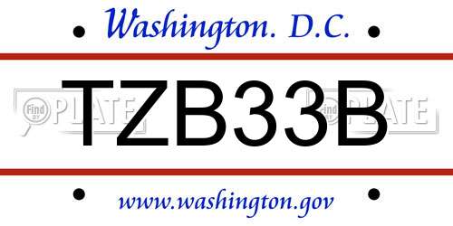 TZB33B District Of Columbia License Plate