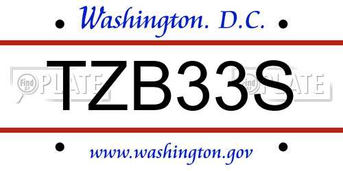 TZB33S District Of Columbia License Plate