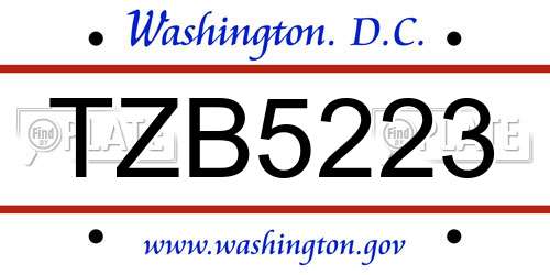 TZB5223 District Of Columbia License Plate