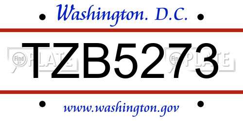 TZB5273 District Of Columbia License Plate