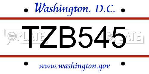 TZB545 District Of Columbia License Plate
