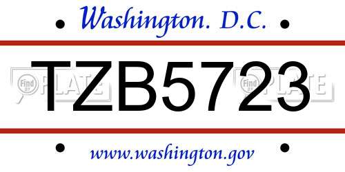 TZB5723 District Of Columbia License Plate