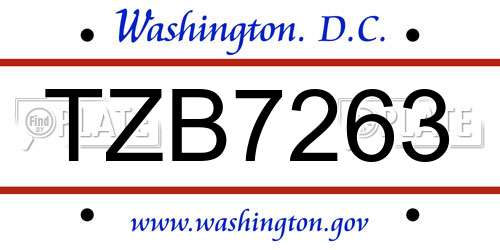 TZB7263 District Of Columbia License Plate