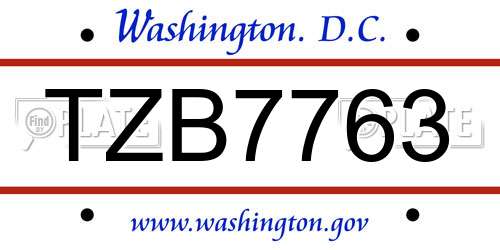 TZB7763 District Of Columbia License Plate