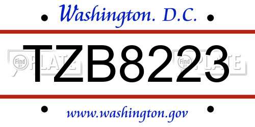 TZB8223 District Of Columbia License Plate
