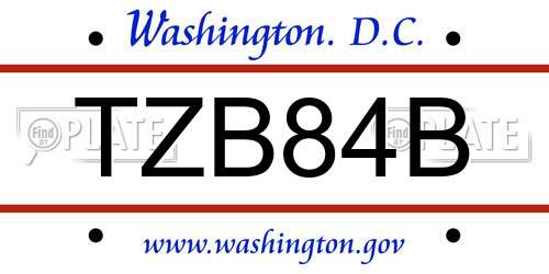 TZB84B District Of Columbia License Plate