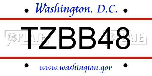 TZBB48 District Of Columbia License Plate