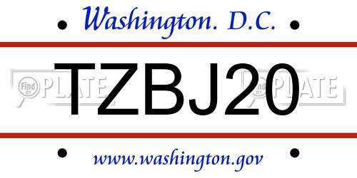 TZBJ20 District Of Columbia License Plate