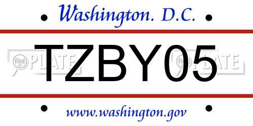 TZBY05 District Of Columbia License Plate