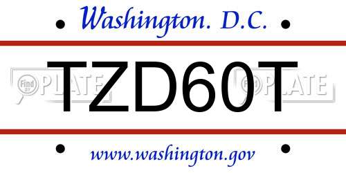 TZD60T District Of Columbia License Plate