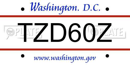 TZD60Z District Of Columbia License Plate