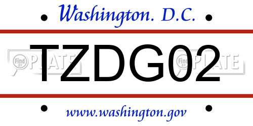 TZDG02 District Of Columbia License Plate